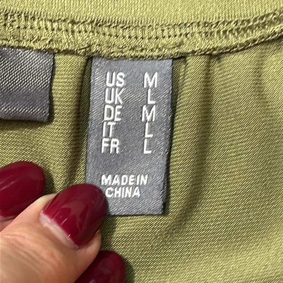 LISA RINNA OLIVE GREEN PULL ON CARGO PANTS WIDE LEG knit Flowy stretch waist Med - Picture 7 of 12